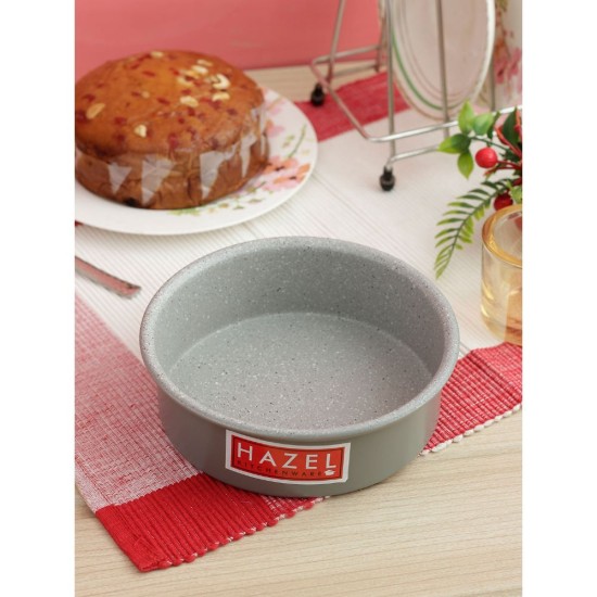 HAZEL Non Stick Cake Mould | Aluminium Cake Moulds for Baking | Round Shape Cake Tin | Diameter Size - 6 Inches, Depth - 2.5 Inch, Grey