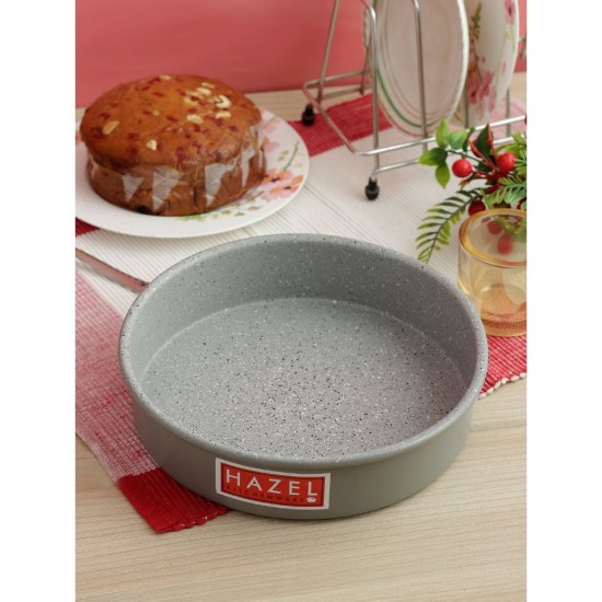 HAZEL Aluminium Cake Mould | Non Stick Cake Moulds for Baking | Round Shape Cake Tin | Diameter Size - 8 Inches, Depth - 2.5 Inch, Grey