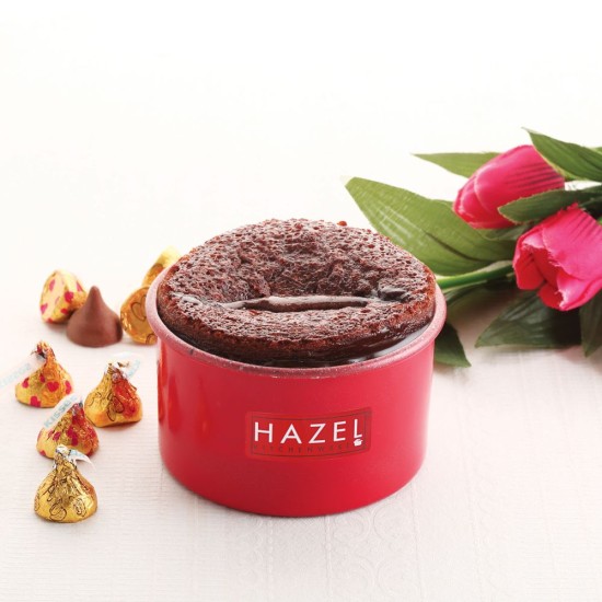 HAZEL Cake Mould for Baking for Small Cake | Mini Cake pan Non Stick Easy release With Granite Finish | Microwave Small Safe Cake Tins, Red (For 250 gram cake)
