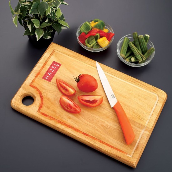 HAZEL Chopping Board Wooden For Kitchen | Neem Wood Vegetable Chopping Board | Reactangle Shape Thick Wooden Cutting Board, 36 x 23.3 cm