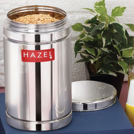 HAZEL Stainless Steel Airtight Container | 1200 ml Steel Storage Box For Kitchen | Steel Container Jar For Kitchen Storage | Ideal For Storing Rice, Cereal, Pulse, Snacks