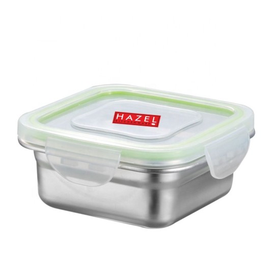 HAZEL Stainless Steel Lunch Box with Leakproof Lid | Tiffin Box for Office With Transparent Lid