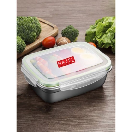HAZEL Stainless Steel Containers for Storage with Transparent Lid | Large Steel Dabba | Airtight Steel Containers for Kitchen | Leakproof Microwave Containers for Kitchen Storage, 1600 ML