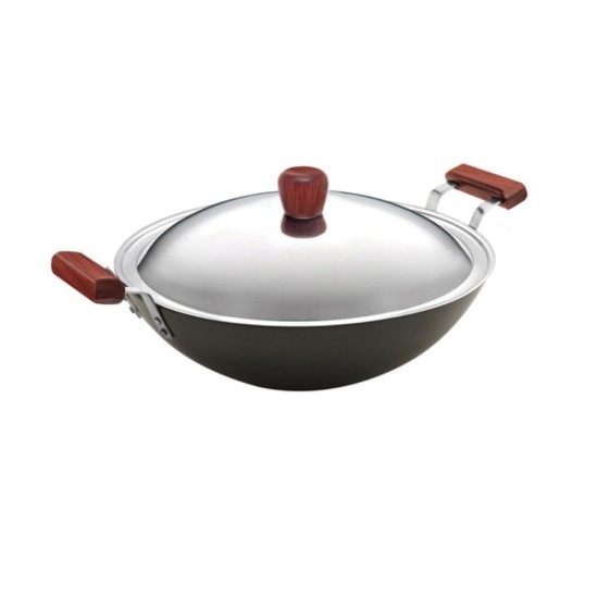 Futura Hard Anodised 4.06 mm Deep Fry Pan With Stainless Steel Lid 5 Ltr, 33 cm