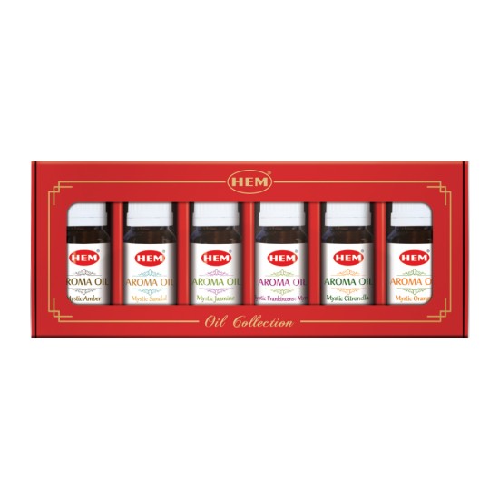 Hem Aroma oil pack of 6 (Amber,Sandal,Orange,Jasmine,Frankincense Myrrh,Citronella) - 10 ML each