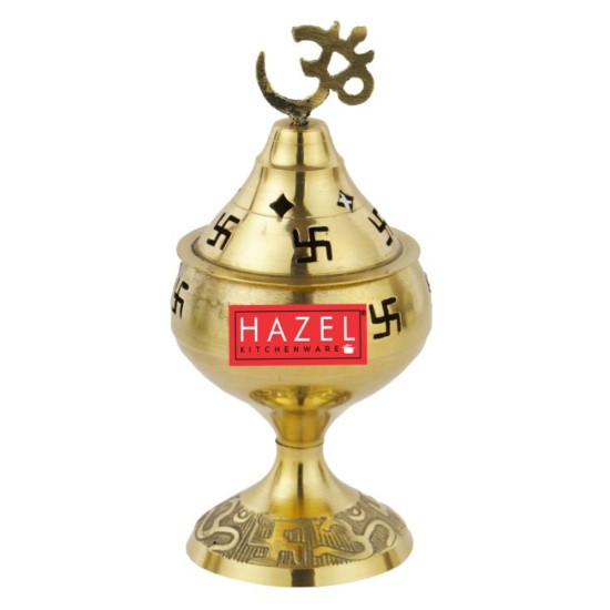 HAZEL Pooja Handi Brass Diya Oil Lamp Small, Golden
