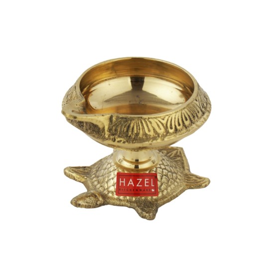 HAZEL Kanchua Kuber Brass Tortoise Diya, Small, Golden