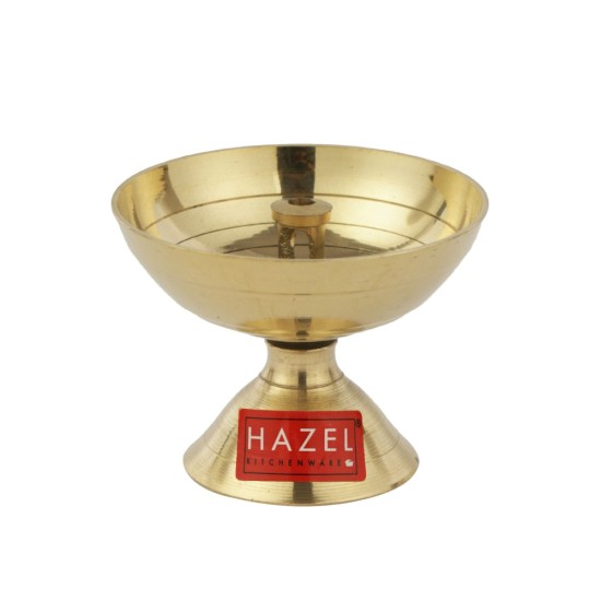 HAZEL Payali Brass Diya Oil Lamp, Large, Golden