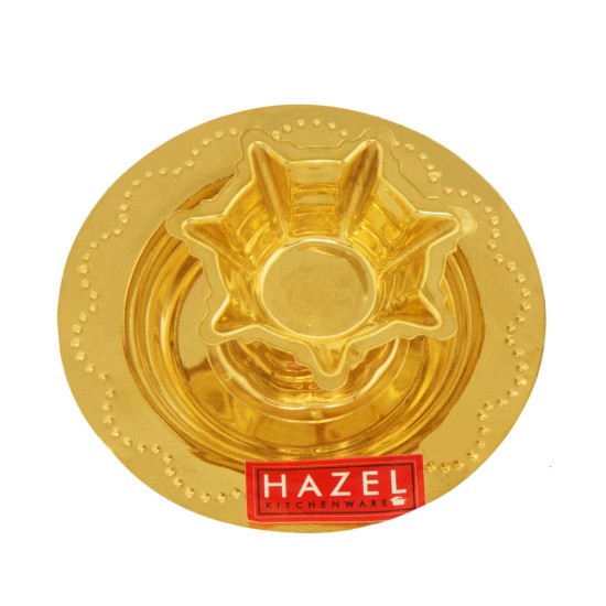 HAZEL Small Brass Plate Diya Diva, 8 cm Golden
