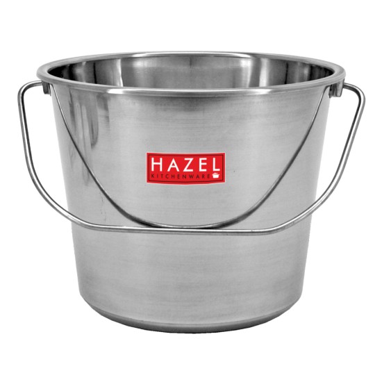 HAZEL Stainless Steel Non Joint Leak Proof Water Storage Bucket, 12.5 Ltr, Silver