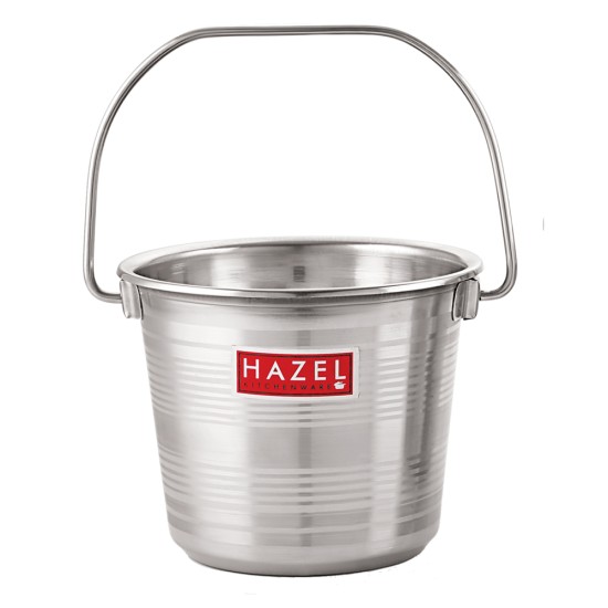 HAZEL Stainless Steel RT Non Joint Leak Proof Water Storage Bucket, 7.3 Ltr, Silver
