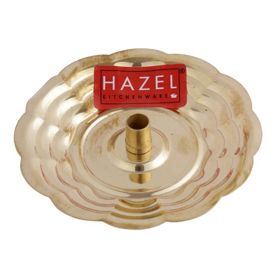 HAZEL Dhoop Stand For Puja | Brass Dhoop Batti Holder | Incense Stick Stand with Ash Catcher For Pooja | Dhup Stick Stand (8 x 1.5 cm)