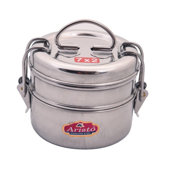 Aristo Tiffin 7x2, 400 ml Stainless Steel container,Silver 
