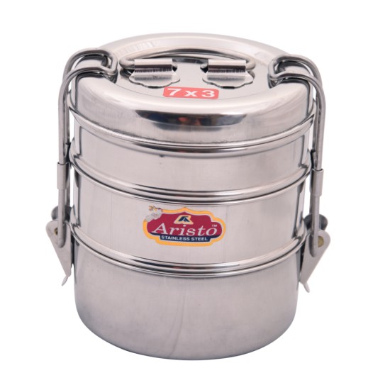 Aristo Tiffin 7x3, 400 ml Stainless Steel container,Silver 