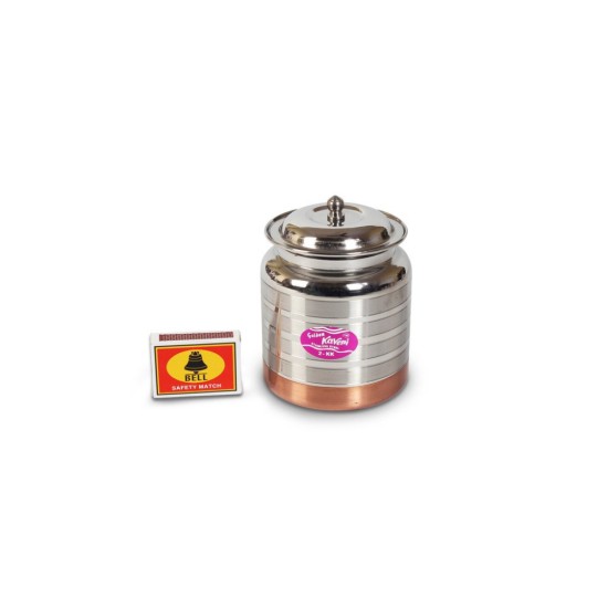 Kaveri Stainless Steel Copper Bottom Kitchen Storage Ghee Dani Oil Pot Container, 450 ML