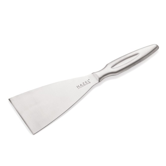 HAZEL Stainless Steel Pizza Cutter with Handle | Spatula with with Beveled Edge, Silver