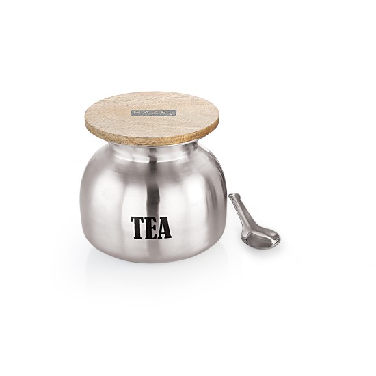 HAZEL Stainless Steel Tea Container with Lid | Air Tight Containers for Kitchen Storage, 600 ML