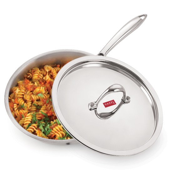 HAZEL Triply Stainless Steel Induction Bottom Fry Pan With Stainless Steel Lid, 1.5 Litre, 22 cm