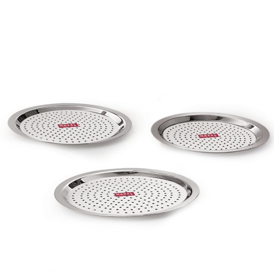 HAZEL Stainless Steel Cover Lid with Hole Chiba Ciba For Topes Pots, Set of 3, Silver
