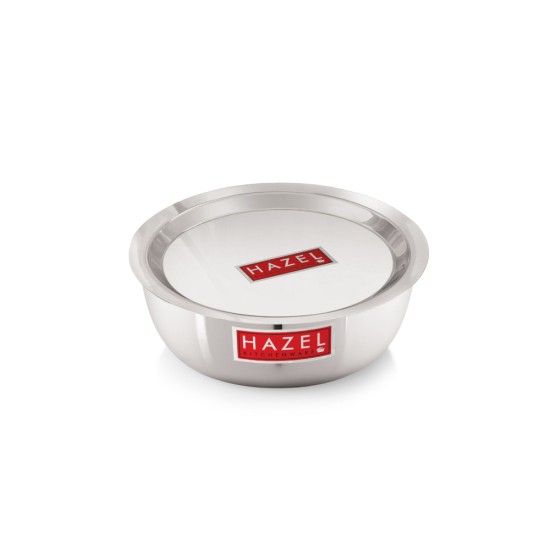 HAZEL Aluminium Kadai Without Handle | Kadhai Aluminium with Cover | Aluminium Induction Tasra with Lid  | Aluminium Cookware with Lid Combo, 2100 ml