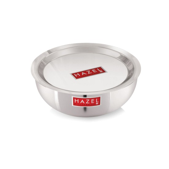 HAZEL Aluminium Kadai Without Handle | Kadhai Aluminium with Cover | Aluminium Tasra with Lid  | Aluminium Cookware with Lid Combo, 2900 ml