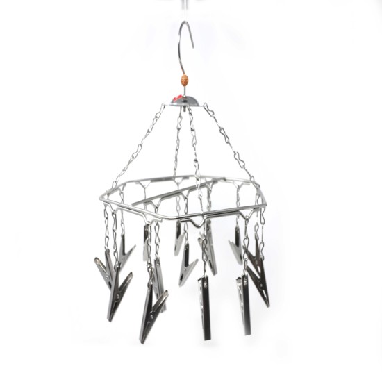 HAZEL Cloth Hanger Stainless Steel with 15 Clips
