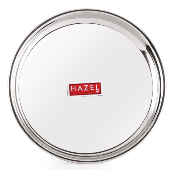 HAZEL Stainless Steel Dinner Lunch Plate Bhojan Thali, Dia 29 cm, Medium