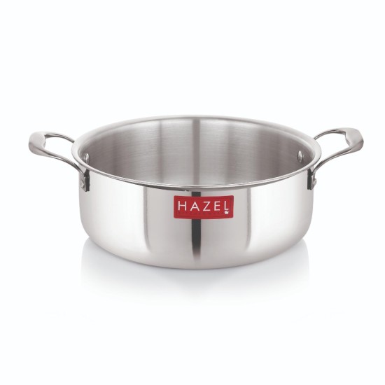 HAZEL Triply Stainless Steel Induction Bottom Stok pot Cookpot Tope with Handle, 4 Litre, 26.3 cm