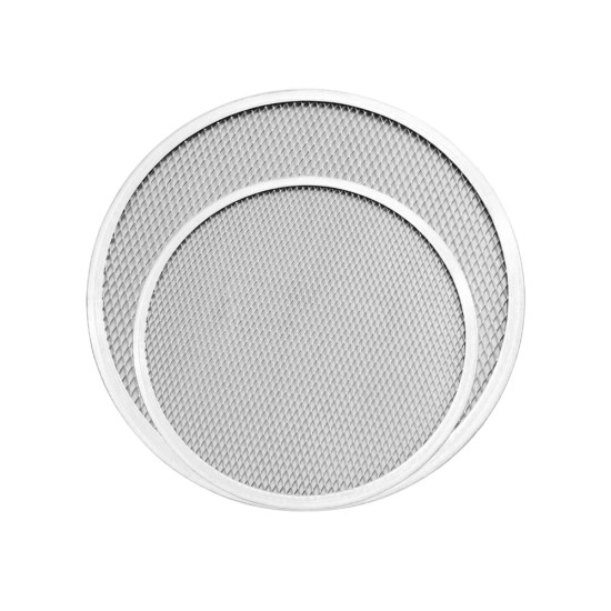 HAZEL Pizza Mesh Screen Aluminum Tray | Set of 2 Round Baking Screen for Crispy Crust (8 inch & 10 inch)