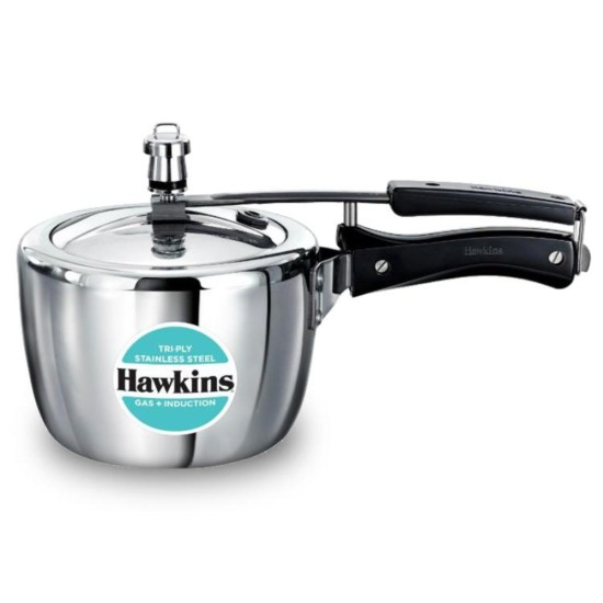 Hawkins 2.5 Litre Triply Stainless Steel Pressure Cooker, Inner Lid Cooker, Silver