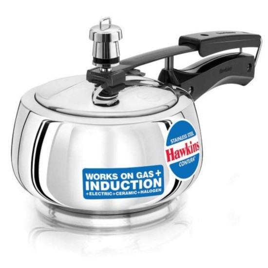 Hawkins Stainless Steel Contura Induction Compatible Inner Lid Pressure Cooker, 1.5 Litre, Silver (SSC15)