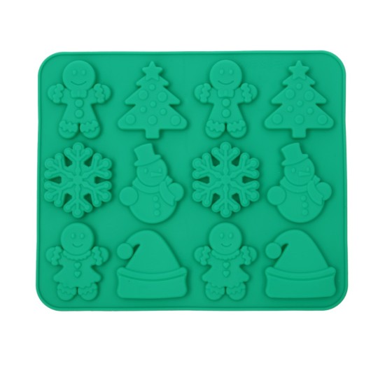 HAZEL Christmas Silicone Mold for Baking: Snowman, Gingerbread, Tree & Snowflake Shapes for Holiday Treats