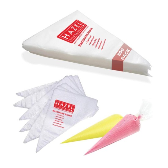 HAZEL Piping Bag Reusable 500 Pcs – Disposable Piping Bags 500 Pack, Cake Decorating, Pastry Bags