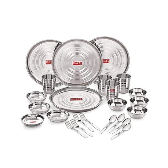 HAZEL Stainless Steel Dinner Set 24 Pcs Designer Gift Set 